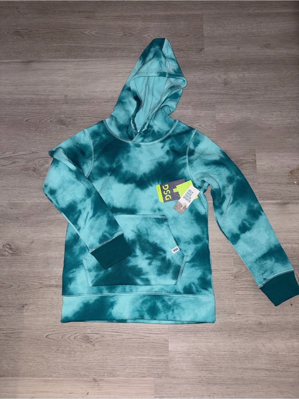 DSG Teal and Aqua Tie-Dye Pullover Hoodie